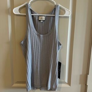 Tuckernuck Blue Ribbed Sleeveless Tank Top